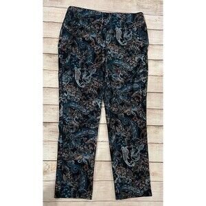 Chico's Fabulously Slimming  Ankle Pants Womens Blue Paisley Print Stretch 1/S/8